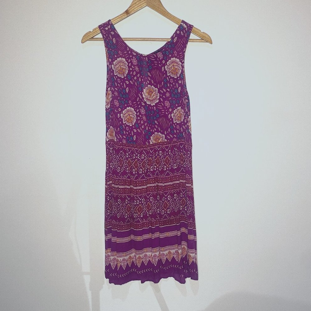 MINKPINK Boho Dress - Fuchsia Floral Pattern - Size XS